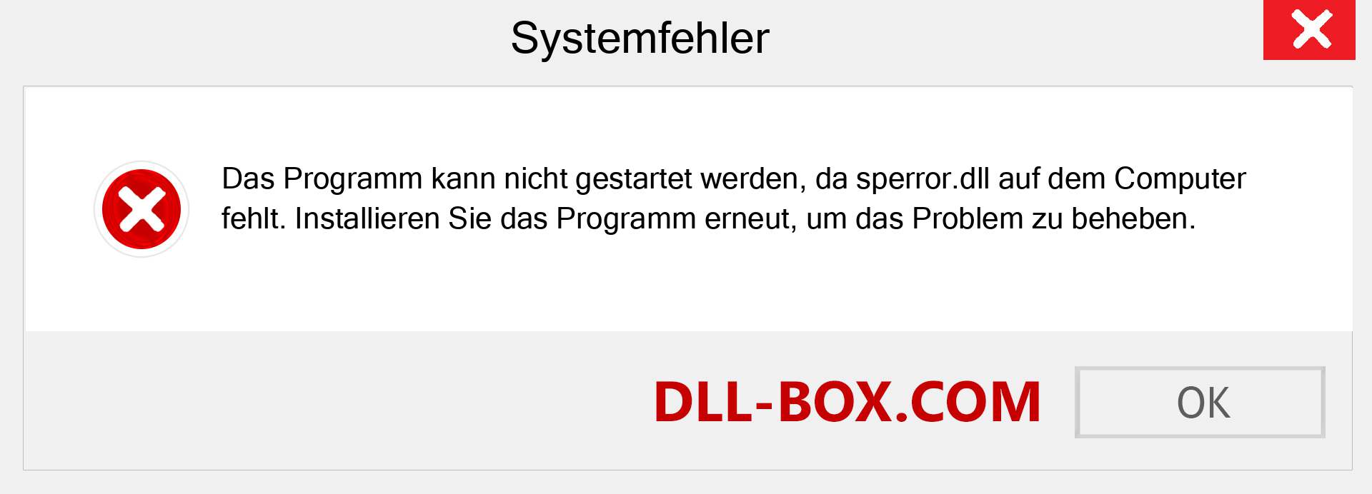 sperror.dll-Datei fehlt?. Download für Windows 7, 8, 10 - Fix sperror dll Missing Error unter Windows, Fotos, Bildern