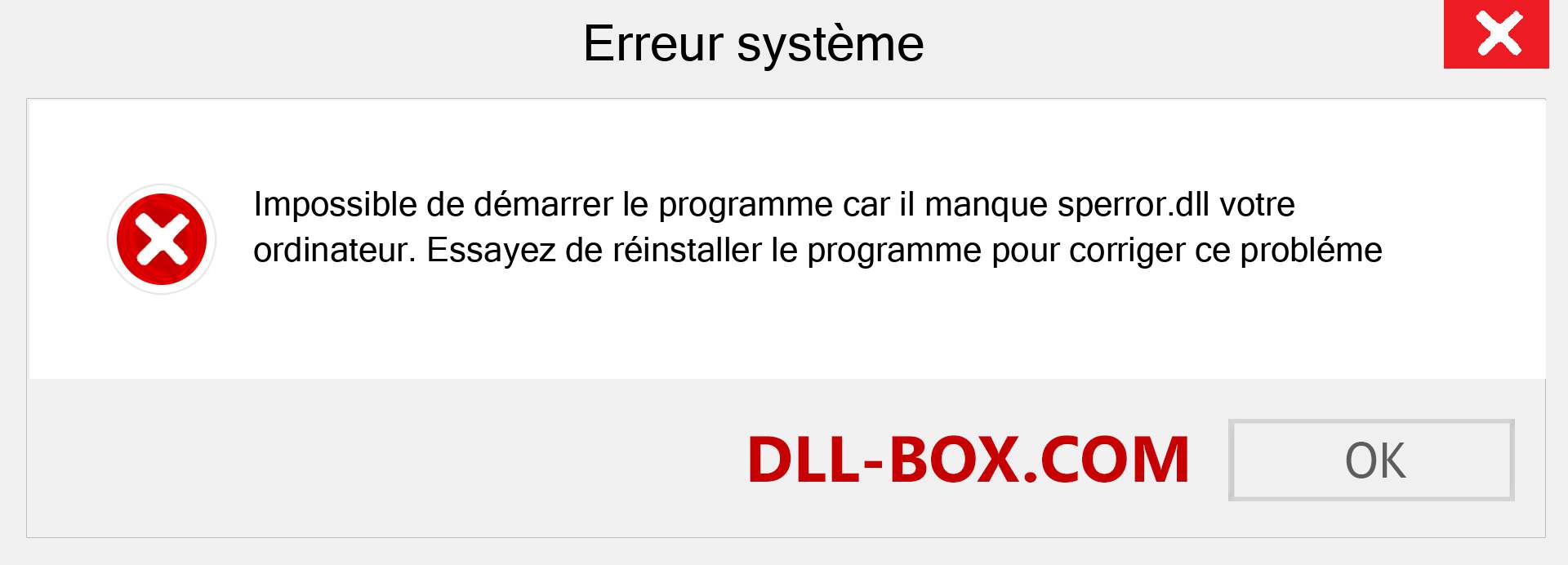 Le fichier sperror.dll est manquant ?. Télécharger pour Windows 7, 8, 10 - Correction de l'erreur manquante sperror dll sur Windows, photos, images