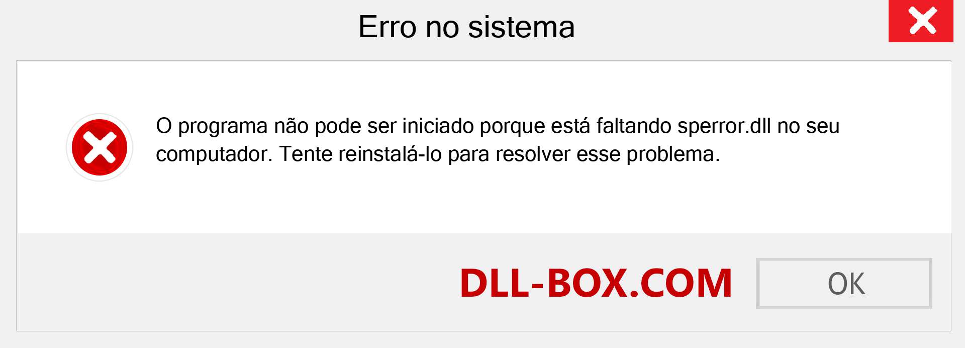 Arquivo sperror.dll ausente ?. Download para Windows 7, 8, 10 - Correção de erro ausente sperror dll no Windows, fotos, imagens